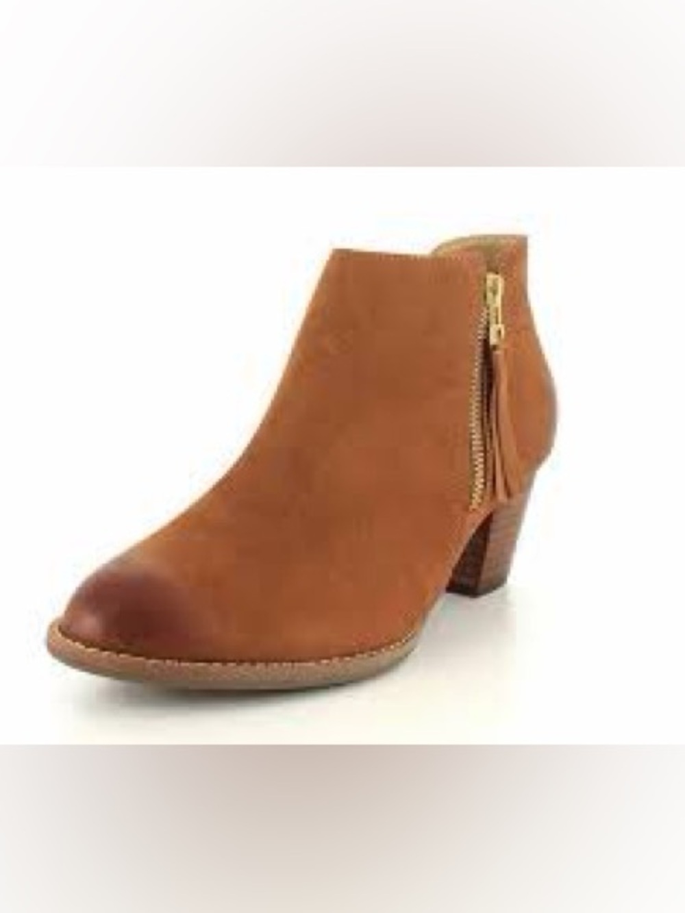Women’s Vionic Saddle Tan Suede Ankle Boot with Side Zip Sz 8